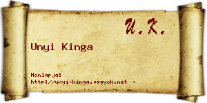 Unyi Kinga névjegykártya